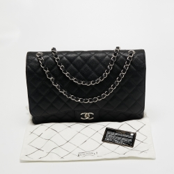 مملوكة مسبقًا Chanel Black Quilted Caviar Leather Maxi Classic Double Flap Bag