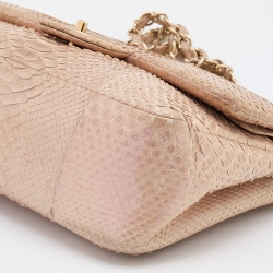 Pre Owned Chanel Pink Holographic Effect Python Leather Jumbo Classic Double Flap Bag