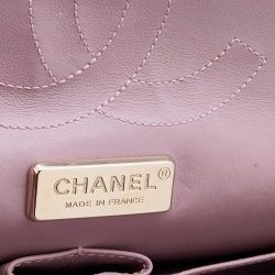 Pre Owned Chanel Pink Holographic Effect Python Leather Jumbo Classic Double Flap Bag