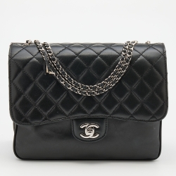 Pre Owned Chanel Black Quilted Leather Accordion Flap Bag