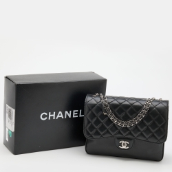 Pre Owned Chanel Black Quilted Leather Accordion Flap Bag