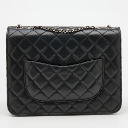 Pre Owned Chanel Black Quilted Leather Accordion Flap Bag