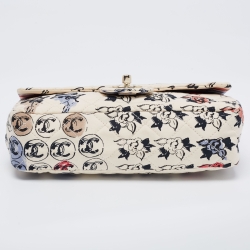 Pre Owned Chanel  Multicolor Floral Print Fabric Mini Square Classic Flap Bag 