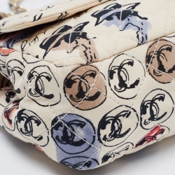 Pre Owned Chanel  Multicolor Floral Print Fabric Mini Square Classic Flap Bag 