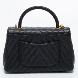 Pre Owned Chanel Black Caviar Leather Medium Coco Top Handle Bag