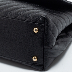 Pre Owned Chanel Black Caviar Leather Medium Coco Top Handle Bag