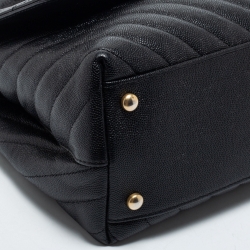Pre Owned Chanel Black Caviar Leather Medium Coco Top Handle Bag