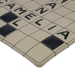 Pre Owned  حقيبة شانيل صغيرة مربعات مبطنة بالكلمات المتقاطعة جلد خروف أسود وبيج