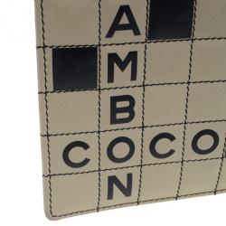 Pre Owned  حقيبة شانيل صغيرة مربعات مبطنة بالكلمات المتقاطعة جلد خروف أسود وبيج