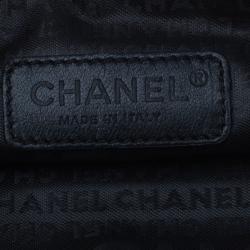 Pre Owned  حقيبة شانيل صغيرة مربعات مبطنة بالكلمات المتقاطعة جلد خروف أسود وبيج