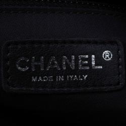 Pre Owned حقيبة يد شانيل بيريتز باريس كبيرة جلد لامعة مبطنة رصاصية