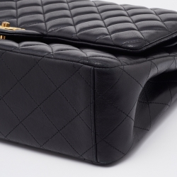 Pre Owned Chanel Black Quilted Leather Maxi Classic Double Flap Bag