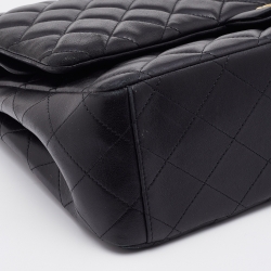 Pre Owned Chanel Black Quilted Leather Maxi Classic Double Flap Bag