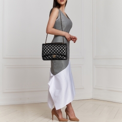 Pre Owned Chanel Black Quilted Leather Maxi Classic Double Flap Bag