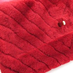 Pre Owned Chanel Red Shearling Top Handle Flap Bag