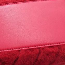 Pre Owned Chanel Red Shearling Top Handle Flap Bag