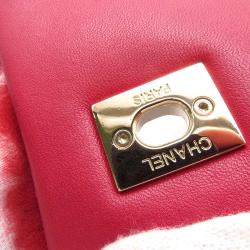 Pre Owned Chanel Red Shearling Top Handle Flap Bag