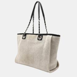Pre Owned Chanel Black/Grey Canvas Leather Medium Deauville Tote Bag 