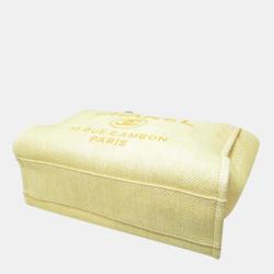 Pre Owned Chanel Yellow Raffia Deauville Shopping Tote Bag