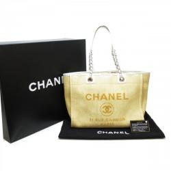 Pre Owned Chanel Yellow Raffia Deauville Shopping Tote Bag