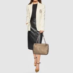 Pre Owned Chanel Bronze Quilted Leather Istanbul Accordion Flap Bag
