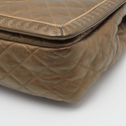 Pre Owned Chanel Bronze Quilted Leather Istanbul Accordion Flap Bag