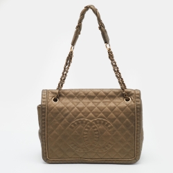 Pre Owned Chanel Bronze Quilted Leather Istanbul Accordion Flap Bag