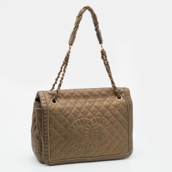 Pre Owned Chanel Bronze Quilted Leather Istanbul Accordion Flap Bag