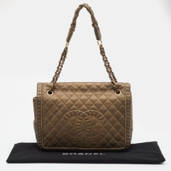Pre Owned Chanel Bronze Quilted Leather Istanbul Accordion Flap Bag