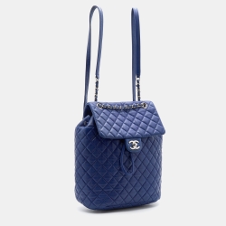 Pre Owned Chanel Blue Quilted Leather Large Urban Spirit Backpack