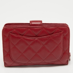 Chanel Red Quilted Leather CC French Wallet
