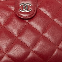 Chanel Red Quilted Leather CC French Wallet