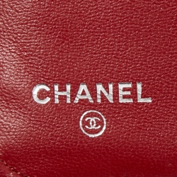 Chanel Red Quilted Leather CC French Wallet