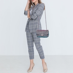 Pre Owned Chanel Multicolor Lurex Fabric Jumbo Classic Flap Bag