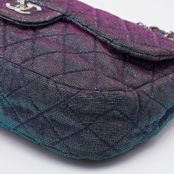 Pre Owned Chanel Multicolor Lurex Fabric Jumbo Classic Flap Bag