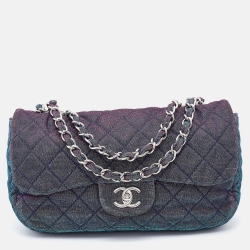 Pre Owned Chanel Multicolor Lurex Fabric Jumbo Classic Flap Bag