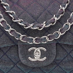 Pre Owned Chanel Multicolor Lurex Fabric Jumbo Classic Flap Bag
