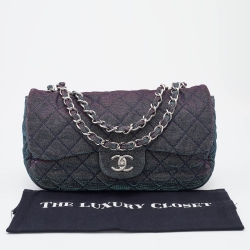 Pre Owned Chanel Multicolor Lurex Fabric Jumbo Classic Flap Bag