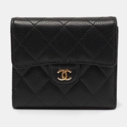 Chanel Black Quilted Caviar Leather Classic Wallet Chanel