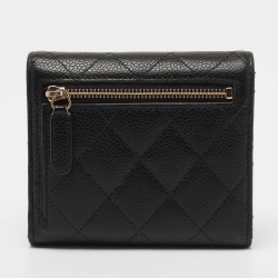 Pre Owned Chanel Black Quilted Caviar Leather Classic  Wallet 