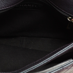 Pre Owned Chanel Metallic Iridescent Quilted Goatskin Leather Small Double Carry Shoulder and Waist Flap Bag