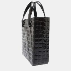 Pre Owned Chanel Black Patent Chocolate Bar Tote bag