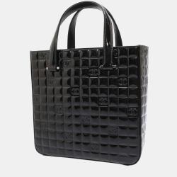 Pre Owned Chanel Black Patent Chocolate Bar Tote bag
