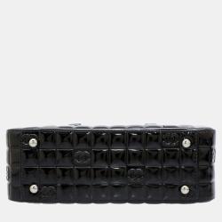 Pre Owned Chanel Black Patent Chocolate Bar Tote bag