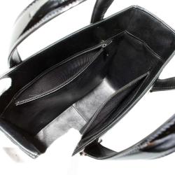 Pre Owned Chanel Black Patent Chocolate Bar Tote bag