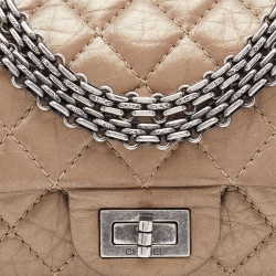 Pre Owned Chanel Metallic Quilted Leather Mini Reissue 2.55 Classic 224 Flap Bag