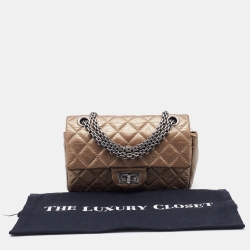 Pre Owned Chanel Metallic Quilted Leather Mini Reissue 2.55 Classic 224 Flap Bag