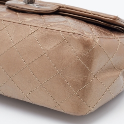 Pre Owned Chanel Metallic Quilted Leather Mini Reissue 2.55 Classic 224 Flap Bag