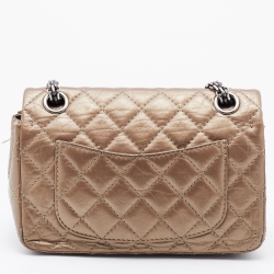 Pre Owned Chanel Metallic Quilted Leather Mini Reissue 2.55 Classic 224 Flap Bag