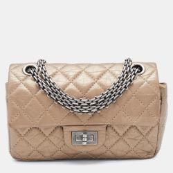 Pre Owned Chanel Metallic Quilted Leather Mini Reissue 2.55 Classic 224 Flap Bag